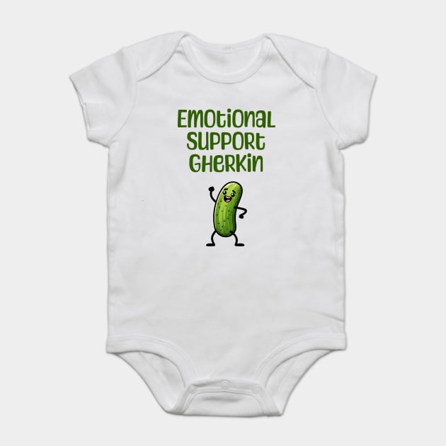 Emotional Support Gherkin, fun enthusiastic small pickle that cheers you on Baby Bodysuit by Luxinda